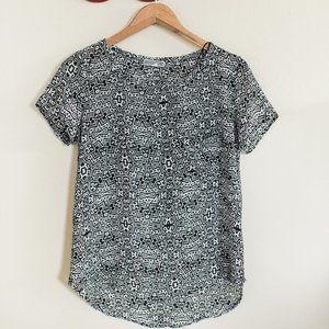 Pleione Black and White Printed Blouse